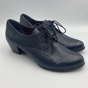 Women's Tamaris Textured Leather Lace Up Oxford Loafers Navy Size 39 or 8-8.5